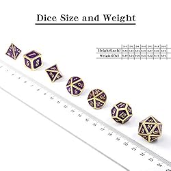 DNDND Glitter Purple Metal Dice Set, Solid