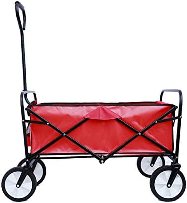 HAPPYTRY Collapsible Outdoor Wagon, Utility Folding Beach Cart Heavy Duty Shopping Carts with Front All-Terrain Wheels