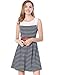 Allegra K Women's Chiffon Panel Stripe Short Sleeveless A-Line Dress with Belt Blue Large