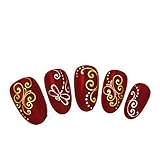 NiceDeco Nail Stickers Nail Tattoo Nail Decal Water Transfer Decals Shiney /Metallic Gold/Golden Script Swirl Dragonfly/Butterfly Design