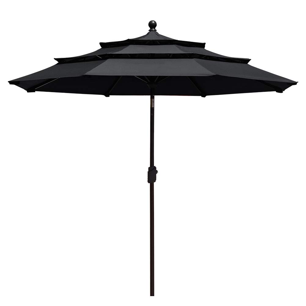 Mua Eliteshade Sunbrella 9ft 3 Tiers Market Umbrella Patio Outdoor Table Umbrella With Ventilation And 5 Years Non Fading Top Black Tren Amazon Má»¹ Chinh Hang 2020 Fado