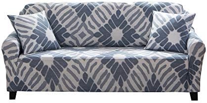 ENZER Sofa Slipcover Stretch Elastic Fabric Flower Bird Pattern Chair Loveseat Couch Settee Sofa Covers 1-Piece Pet Dog Protector (3 Seater, Abstract)