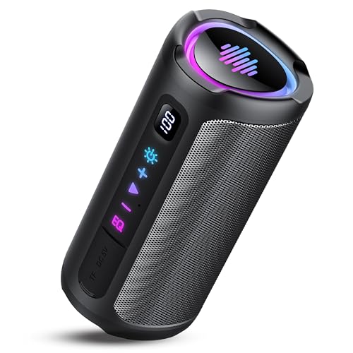 aowoka Enceinte Bluetooth Puissante sans Fil avec Lumière LED, Écran Numérique Haut-Parleur Portable 20W, Basses Améliorées, Autonomie 20H, Bluetooth 5.4, Étanche IPX7, pour Voyage/Sport/Fête