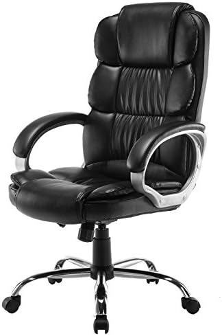 Executive Leather Office Chair Computer Work Desk High Back (Black D)