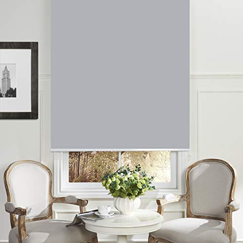 PASSENGER PIGEON Thermal Insulated 100% Blackout Waterproof Fabric Custom Window Roller Shades Blinds,40" W x 40" L,Light Grey - Thumbnail 2