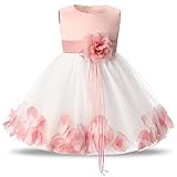 NNJXD Girl Tutu Flower Petals Bow Bridal Dress for Toddler Girl