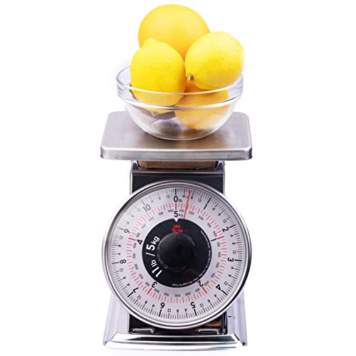 Tada Precise Portions Analog Food Scale - Stainless Steel, Removable Bowl, Tare Function, Retro Style, Kitchen Friendly (32 Ounces, Flat Top) - Thumbnail 7