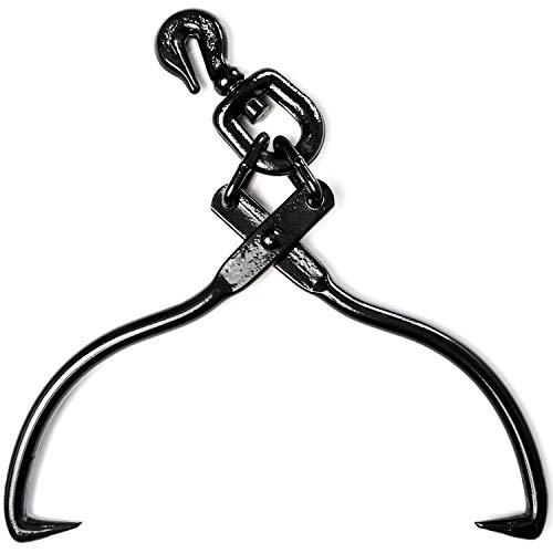 Biltek Swivel Grab Skidding Tongs - 20" Jaw Opening Log Chain Grabber with and Pre-Attached Hook