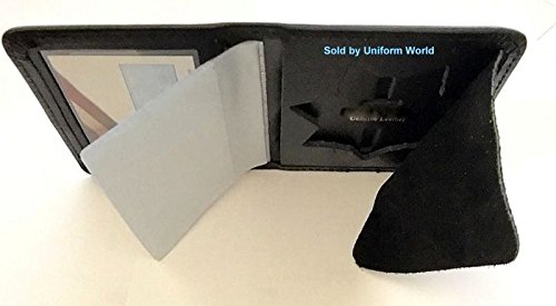 5 Point Ball Tip Bi-Fold Leather Badge Holder, Low Profile, Compact slim, (No Money Section), Not Badge Wallet, Police Sheriff Fire Dept. Security - Sold by Uniform World