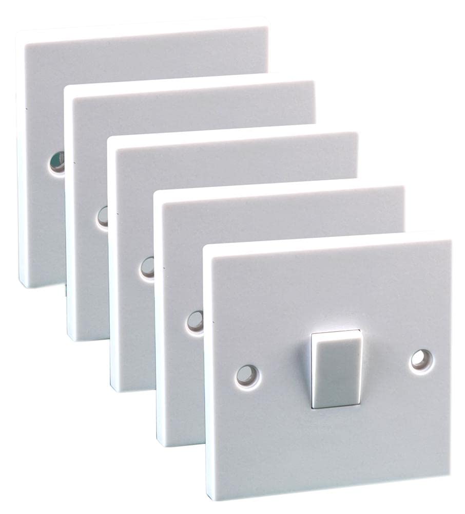 PRO ELEC PELB1126 Light Switches, 1 Gang, 2 Way, 10AX, White, Pack of 5