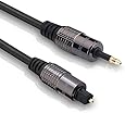 FosPower (10 Feet) 24K Gold Plated Toslink to Mini Toslink Digital Optical S/PDIF Audio Cable with Metal Connectors & Strain-Relief PVC Jacket