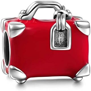 Travelers Luggage Suitcase Charm 925 Sterling Silver Fit European Brand Travel Charms