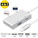 Type C to HDMI Adapter,Weton USB C 3.1 to HDMI VGA DVI USB 3.0 (Thunderbolt 3 Compatible) USB C HUB Video Converter,Multi Monitors Adapter for MacBook/Chromebook Pixel to HDTV/Monitors/Projector