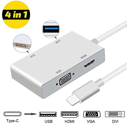 Type C to HDMI Adapter,Weton USB C 3.1 to HDMI VGA DVI USB 3.0 (Thunderbolt 3 Compatible) USB C HUB Video Converter,Multi Monitors Adapter for MacBook/Chromebook Pixel to HDTV/Monitors/Projector
