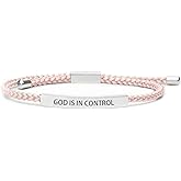 MMIUAEG GOD IS IN CONTROL Tube Bracelet for Women Inspirational Engraving Stainless steel Christian Faith bracelet Adjustable Braided bracelet Let Them Bracelet Gifts Jewelry