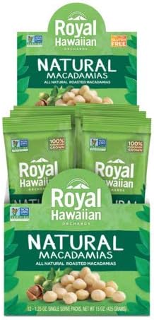 Royal Hawaiian Roasted Unsalted Macadamia Nuts--Snack Pack (Natural)