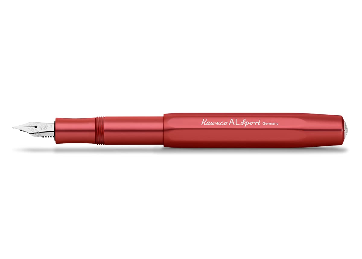Kaweco AL SPORT Fountain Pen Deep Red I Premium Fountain Pen for Ink Cartridges 13 cm I Nib: F (Fine)