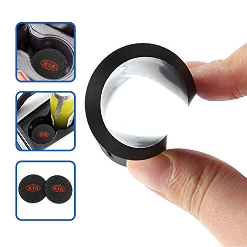 CARFORU 2 Pack Auto Sport 2.75 Inch Diameter Oval Tough Car Logo Vehicle Travel Auto Cup Holder Insert Coaster Can Car Interior Accessories Anti Slip Cup Mat Fit for KIA Accessory