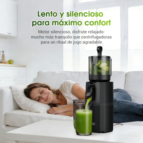 WETIE Juice and Vegetable Extractor, Cold Press Blender with Extra Large Mouth 120 mm, 99% Performance, Quiet Slow Juicer, Easy to Clean, Includes 2 Glasses