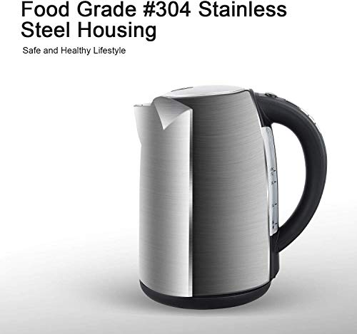 Geek Chef Electric Kettle 1.7Liter Electric Kettle with Temperature Control 304 Stainless Steel Housing, Hot Water Boiler with LED Indicator, Fast Boiler Auto Shut-Off 60 Minutes Keep Warm, BPA-Free