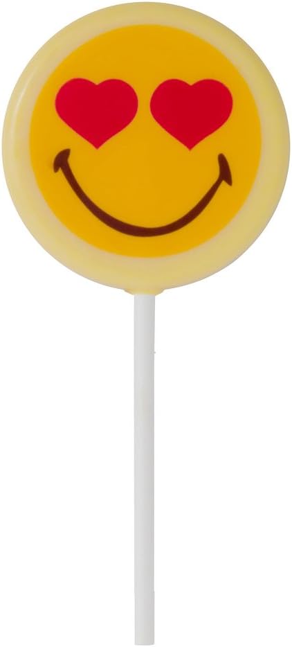 Smiley World Emoji Face Expressions White Milk Chocolate Heart Lollipops Suckers "I LOVE YOU" Gourmet Personal Mothers Day Gift (Individual Pack)