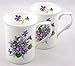 Yeegfeyzz YuanKanJu Fine English Bone China Mugs - Set of Two - Wild Violet Spray Chintz