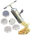 Newcreativetop Stainless Steel Manual Noodles Press Machine Pasta Maker with 5 Noodle Mould