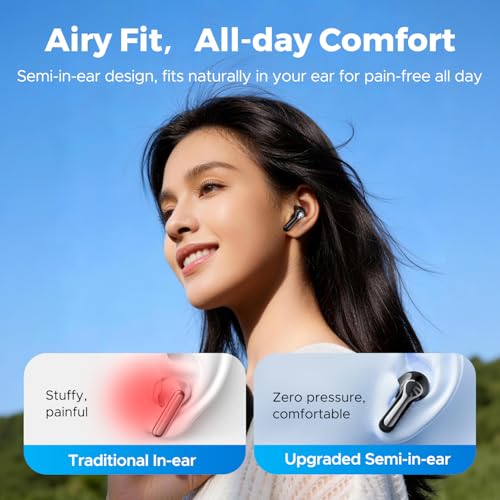 SOUNDPEATS Air6 HS BT 6.0 Wireless Earbuds, Semi-in-Ear Headphones with 13mm Triple-Magnet Bio-Composite Driver, LDAC Lossless & Hi-Res Audio, 45H Playtime, 4-Mic Noise Cancelling, IPX5