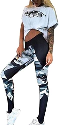 Women Yoga Pants Daoroka Camouflage Flex Tight Tummy Control Gym Fitness Workout High Waist Full Length Capri Leggings Jogger Athletic Pencil Trouser (M, Camouflage)