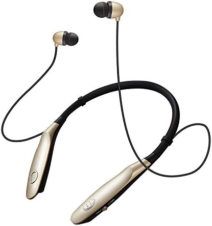 Bluetooth Headset , Sweatproof Sport Earphones 14 Hours Working Time, V4.1 Wireless Magnetic Neckband Headphones for Running Driving, Noise Cancelling Earbuds w/ Mic (golden)
