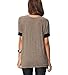 Womens Short Sleeve Cotton Shirts Round Neck Casual Loose Fit Tee Tops T Shirts Coffee-L