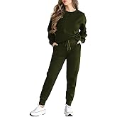 HBQ Sweatsuits For Women Sets 2 Piece Outfits Crewneck Sweatshirts Pullover Tops And Jogger Pants Tracksuits Lounge Set
