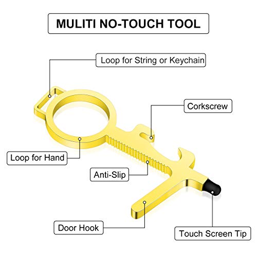 NoTouch Door Opener Tool Kit, Contactless Brass Clean Key for Button