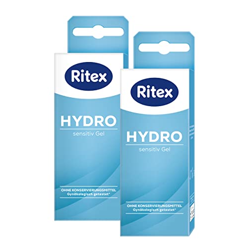 Ritex Hydro Sensitive Gel - Water-Based Lubricant Natural 2 x 50 ml, Massage & Lubricant Free from Preservatives, Fragrances and Dyes - Suitable for Condoms, Dermatologically Tested, Made in Germany
