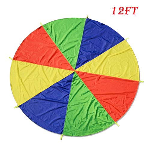 Oun Nana Play Parachute for Kids 12 Foot with 8 Reinforced Handles & Storage Bag Fun Team Games and Group Toy