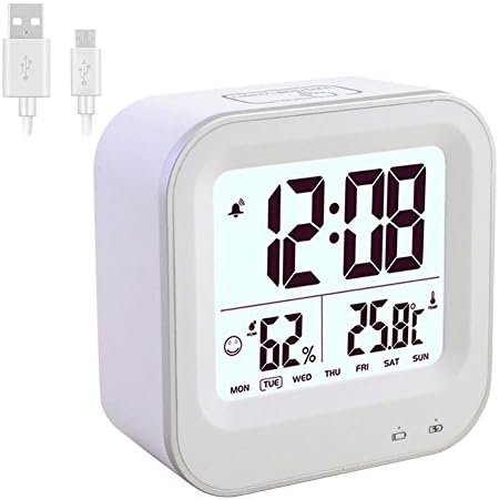 Rechargeable LED Digital Alarm Clock with Soft Nightlight and Snooze Alarm,Quiet Bedside Clock for Kids,Simple Lightweight Clock for Travelling