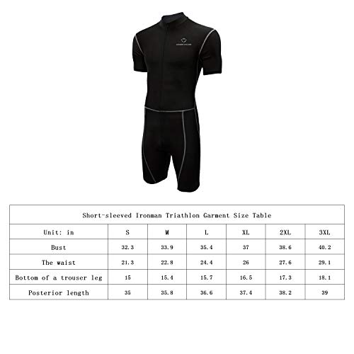 LEADER CYCLING Men's Triathlon Suit with Sleeves Compression Running Swimming Cycling Breathable Quick-Drying Tri Suit (Black, Medium) - Thumbnail 6