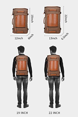 WITZMAN Men Vintage Canvas Rucksack Travel Duffel Backpack Retro Hiking Bag 2063 (22inch Brown) - Thumbnail 7