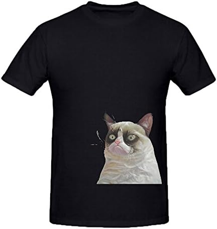 Grumpy Cat Orange Mens Crew Neck Tee Black