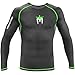 Meister Rush Long-Sleeve Rash Guard for MMA, BJJ & Surfing - Black/Neon Green - Large