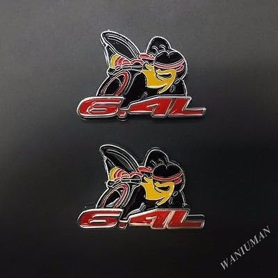 QualityProducts (Set of Two) 6.4L Super Bee Emblem Universal Metal Stick On 3M Badge for V8 SRT8 Hemi 392 Apache, Dodge Charger, Challenger, Hellcat, Scat Pack, Ram, 300C, Door, Trunk, Hood, Spoiler