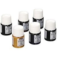 Pebeo Vitrail, Discovery Set of 6 Assorted Stained Glass Effect Paints, 20 ml Bottles