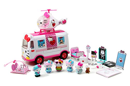 Dickie Toys 7/253246001 Hello Kitty Rettungsset mit Helikopter und Mobile Notaufnahme, inkl. 6 Hello Kitty Figuren, mehr als 15 Zubehörteile, Ambulanzset, Spielset, ab 3 Jahren