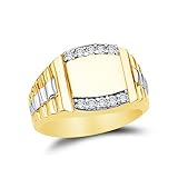 size 8 jewel tie solid 14k two toned gold cubic zirconia cz mens plate watch ring band