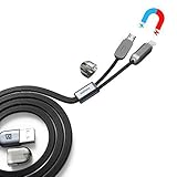 Lightning Micro USB Cable, Nkomax 3.3 Feet 2 in 1 Magnetic Charging Cable Micro Lightning USB Cable Data Sync Duarable Charger Cable Cord for Apple iPhone Samsung Sony (Black)