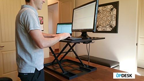 LIMITED TIME LOW PRICE FOR FIRST TIME SELLING ON AMAZON | Office Standing Desk by Calliger UpDesk | Ergonomic Adjustable Height | Desktop Sit Stand Up Computer Workstation | 31.8x22" Fits 2 Monitors