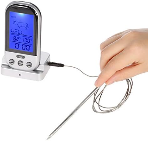HMLifestyle-Long Range Remote Wireless Instant Digital Meat Thermometer With Probe For Grill,Bbq(Sliver)