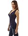 PattyBoutik Women V Neck Ruched Side Tank Top (Navy Blue Small)