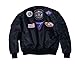 AVIDACE Classic Bomber Jacket Men Nylon Quilted with Patches Size L Black
