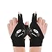 Sportsvoutdoors LED Flashlight Magic Strap Fingerless Gloves with 2 LED light for Repairing in Darkness Places and Outdoor Activities Essential Equipment (Left & Right handed)